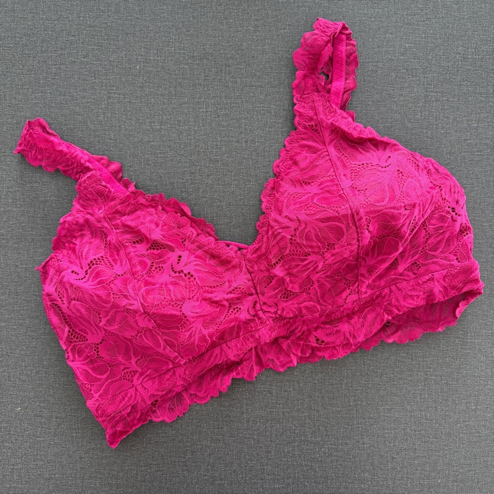 Maurices Lace Bralette in Vibrant Pink, Size XXL